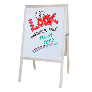 Flipside Products Marquee Easel, 42"H x 24"W, White Dry Erase/Black Dry Erase, Natural Finish