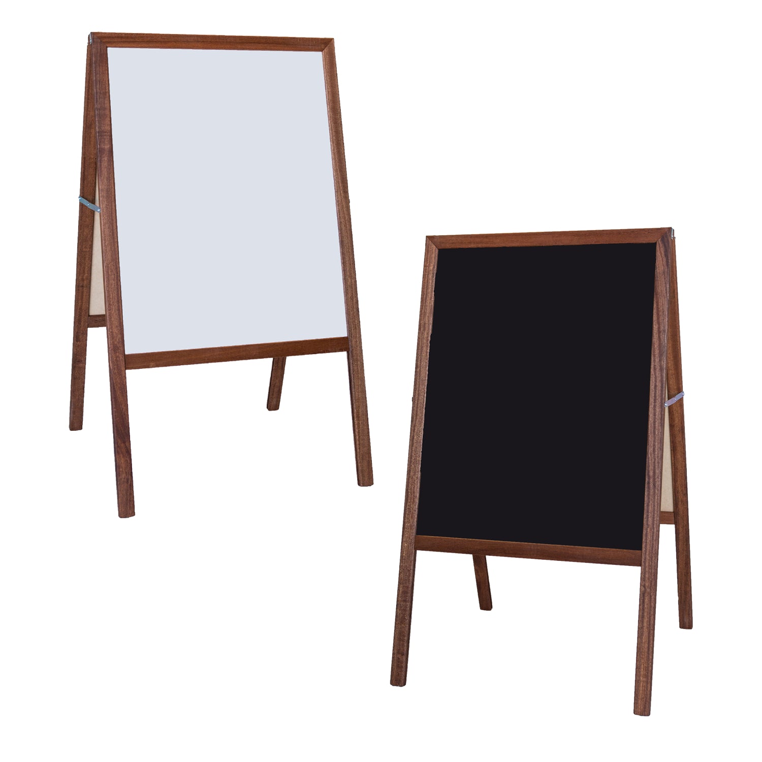 Flipside Products Marquee Easel, 42"H x 24"W, White Dry Erase/Black Chalkboard, Stained Finish