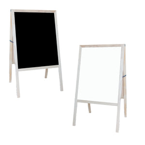 Flipside Products Marquee Easel, 42"H x 24"W, White Dry Erase/Black Dry Erase, Natural Finish