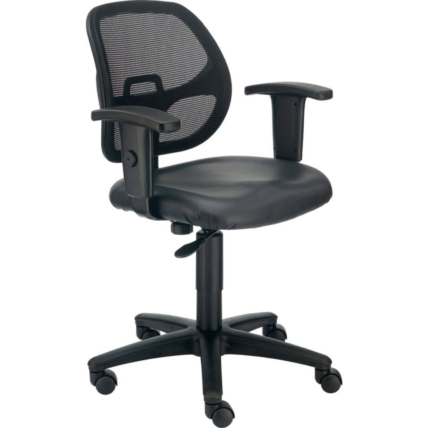 Global Industrial Mesh Back Task Chair with Arms, Black Vinyl Seat