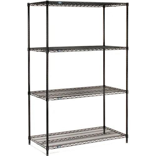 Global Industrial Nexel® 4 Shelf, Chrome Wire Shelving Unit, Starter Set, Black Epoxy, 18" W x 30" L x 63" H