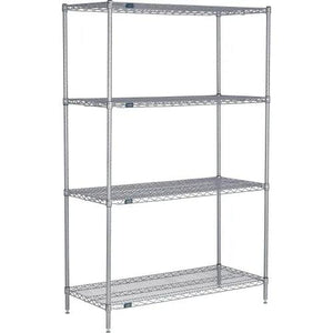 Global Industrial Nexel® 4 Shelf, Chrome Wire Shelving Unit, Starter Set, Silver Epoxy, 18" W x 72" L x 74" H