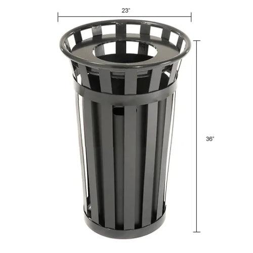 Global Industrial Outdoor Slatted Steel Receptacle, 24 Gallon Capacity, 23" x 36", Flat Lid