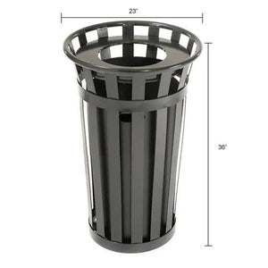 Global Industrial Outdoor Slatted Steel Receptacle, 24 Gallon Capacity, 23" x 36", Flat Lid