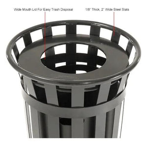 Global Industrial Outdoor Slatted Steel Receptacle, 24 Gallon Capacity, 23" x 36", Flat Lid