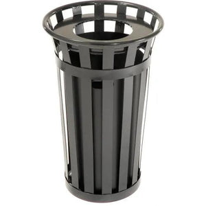 Global Industrial Outdoor Slatted Steel Receptacle, 24 Gallon Capacity, 23" x 36", Flat Lid