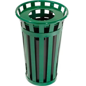 Global Industrial Outdoor Slatted Steel Receptacle, 24 Gallon Capacity, 23" x 36", Flat Lid