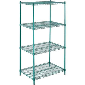 Global Industrial Nexel® 4 Shelf, Chrome Wire Shelving Unit, Starter Set, Poly-Green, 24" W x 36" L x 74" H