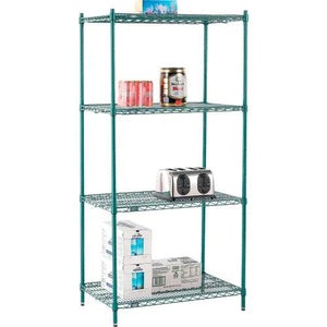 Global Industrial Nexel® 4 Shelf, Chrome Wire Shelving Unit, Starter Set, Poly-Green, 24" W x 36" L x 74" H