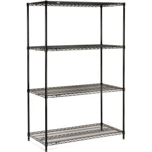 Global Industrial Nexel® 4 Shelf, Chrome Wire Shelving Unit, Starter Set, Black Epoxy, 24" W x 48" L x 63" H