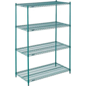 Global Industrial Nexel® 4 Shelf, Chrome Wire Shelving Unit, Starter Set, Poly-Green, 24" W x 48" L x 74" H