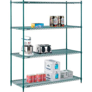 Global Industrial Nexel® 4 Shelf, Chrome Wire Shelving Unit, Starter Set, Poly-Green, 24" W x 60" L x 74" H