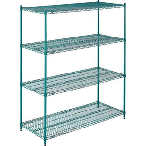 Global Industrial Nexel® 4 Shelf, Chrome Wire Shelving Unit, Starter Set, Poly-Green, 24" W x 60" L x 74" H