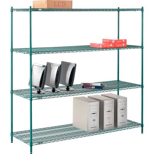 Global Industrial Nexel® 4 Shelf, Chrome Wire Shelving Unit, Starter Set, Poly-Green, 24" W x 72" L x 74" H