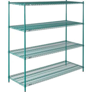 Global Industrial Nexel® 4 Shelf, Chrome Wire Shelving Unit, Starter Set, Poly-Green, 24" W x 72" L x 74" H