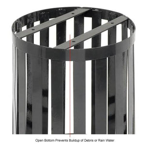 Global Industrial Outdoor Slatted Steel Receptacle, 36 Gallon Capacity, 28" x 41-3/4", Rain Cap Lid