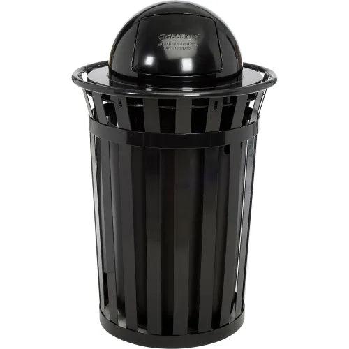 Global Industrial Outdoor Slatted Steel Receptacle, 36 Gallon Capacity, 28" x 42", Dome Lid