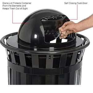 Global Industrial Outdoor Slatted Steel Receptacle, 36 Gallon Capacity, 28" x 42", Dome Lid