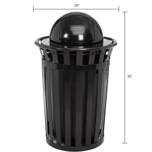Global Industrial Outdoor Slatted Steel Receptacle, 36 Gallon Capacity, 28" x 42", Dome Lid