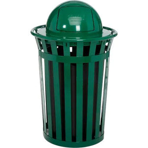 Global Industrial Outdoor Slatted Steel Receptacle, 36 Gallon Capacity, 28" x 42", Dome Lid