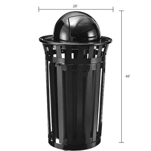 Global Industrial Outdoor Slatted Steel Receptacle with Access Door, 36 Gallon Capacity, 28" x 48", Dome Lid