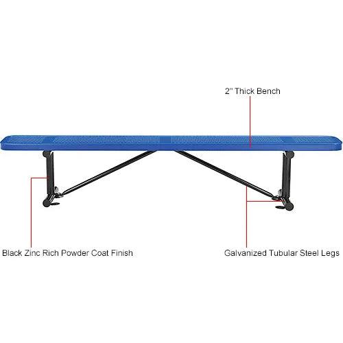 Global Industrial Thermoplastic Coated Metal Flat Bench, 8', Perforated Metal