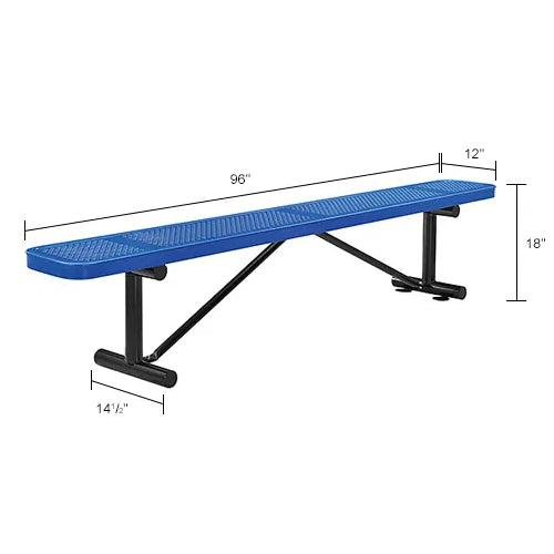 Global Industrial Thermoplastic Coated Metal Flat Bench, 8', Perforated Metal