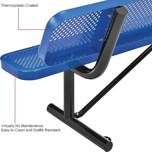 Global Industrial Thermoplastic Coated Metal Bench with Backrest, 8', Perforated Metal