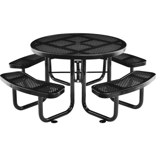 Global Industrial Thermoplastic Coated Metal 46" Round Picnic Table, Perforated Metal
