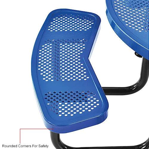 Global Industrial Thermoplastic Coated Metal 46" Round Picnic Table, Perforated Metal