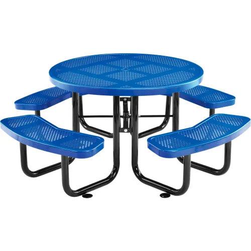 Global Industrial Thermoplastic Coated Metal Round Picnic Table, 46", Perforated Metal