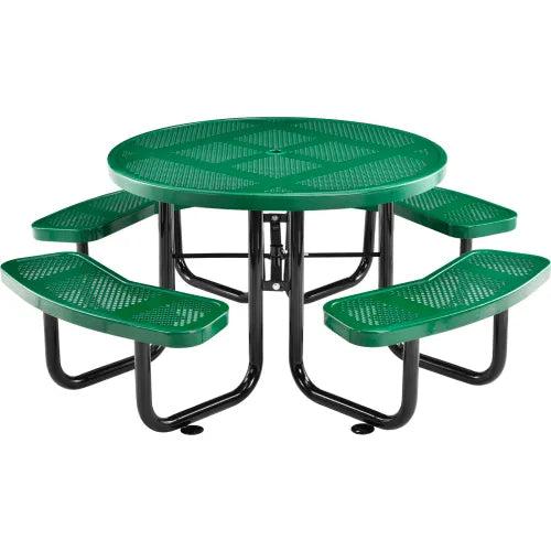 Global Industrial Thermoplastic Coated Metal 46" Round Picnic Table, Perforated Metal