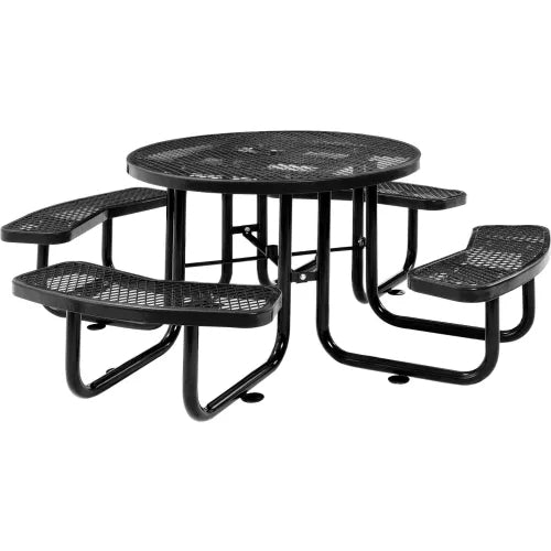 Global Industrial Thermoplastic Coated Metal 46" Round Picnic Table, Expanded Metal
