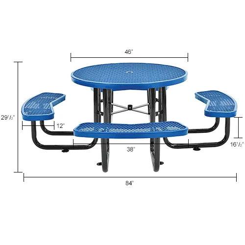 Global Industrial Thermoplastic Coated Metal 46" Round Picnic Table, Expanded Metal