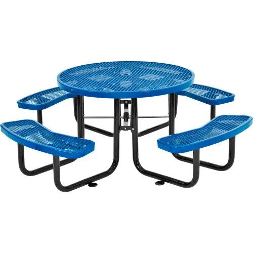 Global Industrial Thermoplastic Coated Metal 46" Round Picnic Table, Expanded Metal
