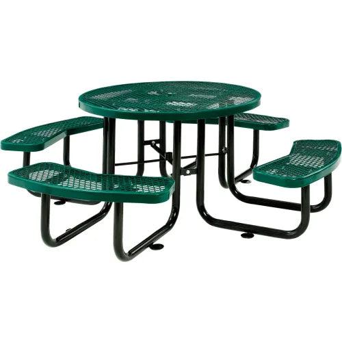Global Industrial Thermoplastic Coated Metal 46" Round Picnic Table, Expanded Metal