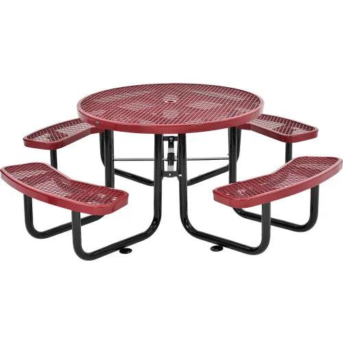 Global Industrial Thermoplastic Coated Metal 46" Round Picnic Table, Expanded Metal