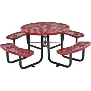 Global Industrial Thermoplastic Coated Metal Round Picnic Table, 46", Expanded Metal