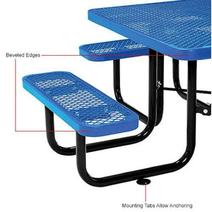 Global Industrial Thermoplastic Coated Metal Square Picnic Table, 46", Expanded Metal