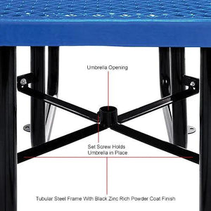 Global Industrial Thermoplastic Coated Metal Square Picnic Table, 46", Expanded Metal