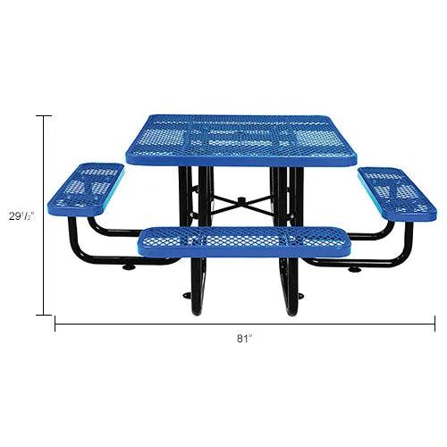 Global Industrial Thermoplastic Coated Metal 46" Square Picnic Table, Expanded Metal
