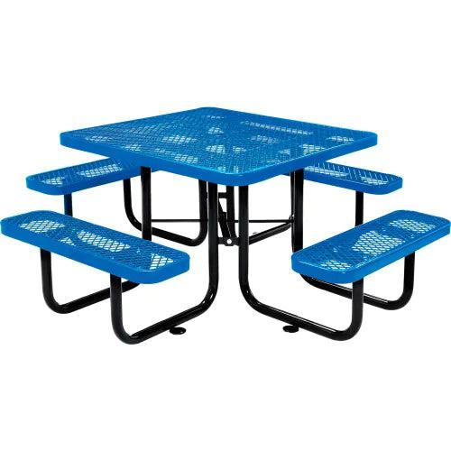 Global Industrial Thermoplastic Coated Metal 46" Square Picnic Table, Expanded Metal