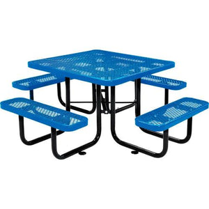 Global Industrial Thermoplastic Coated Metal Square Picnic Table, 46", Expanded Metal