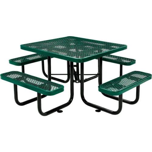 Global Industrial Thermoplastic Coated Metal 46" Square Picnic Table, Expanded Metal