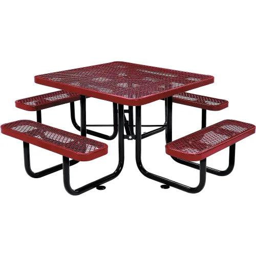 Global Industrial Thermoplastic Coated Metal 46" Square Picnic Table, Expanded Metal