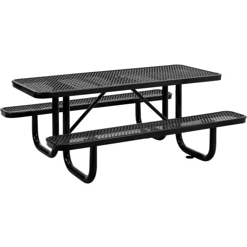 Global Industrial Thermoplastic Coated Metal Rectangular Picnic Table, 6' x 30", Expanded Metal