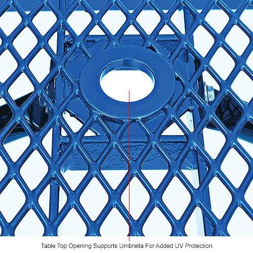 Global Industrial Thermoplastic Coated Metal Rectangular Picnic Table, 6' x 30", Expanded Metal