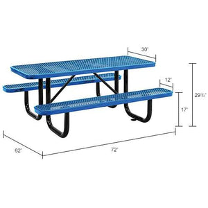 Global Industrial Thermoplastic Coated Metal Rectangular Picnic Table, 72" x 30", Expanded Metal