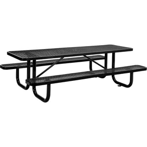 Global Industrial Thermoplastic Coated Metal Rectangular Picnic Table, 96" x 30", Expanded Metal