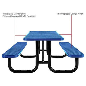 Global Industrial Thermoplastic Coated Metal Rectangular Picnic Table, 96" x 30", Expanded Metal